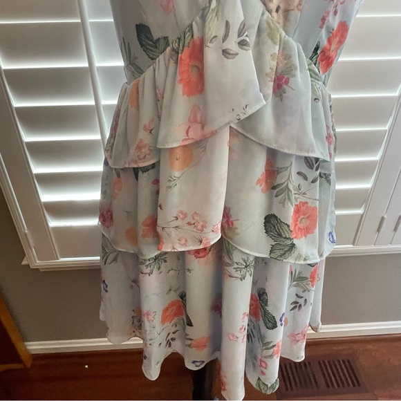 Express Light Blue Floral Halter Dress - Picture 2 of 9